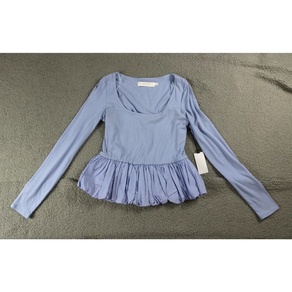 New Revolve Astr The Label Top Large Blue Bubble Peplum Blouse